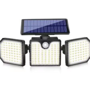 Outdoor Waterproof IP65 Motion Sensor Three Head 230 Led Courtyard Solar Wall Light for Courtyard Garage Garden Landscape Patio