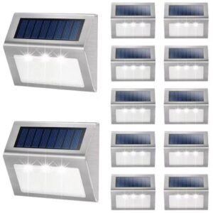 Outdoor Waterproof Stainless Steel 3Led Solar Step Fence Stairway Wall Light for Garden,street,pathway,courtyard